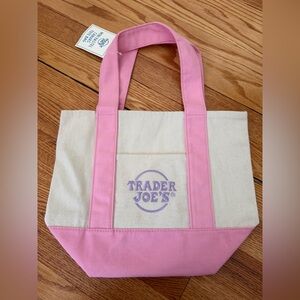 Trader Joe’s Mini Pastel Canvas Tote Bag Pink